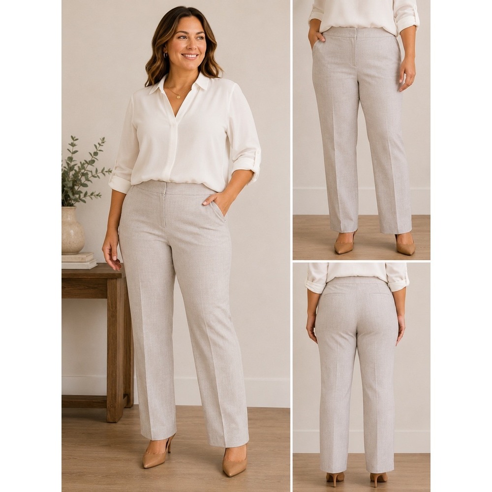 Cato Curvy Fit Dress Pants Women 18W Tan NEW Stretch Waist Professional Trousers